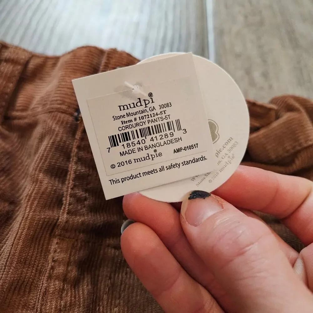 Mud Pie Corduroy Pants Boys 5T Plaid‎ Lined Roll Cuff Fall Holiday Dress Pants